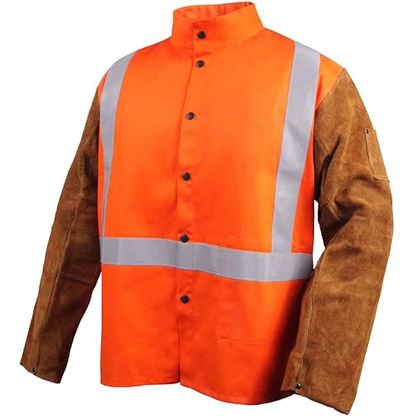 Black Stallion JH1012-OR Cotton/Cowhide Welding Jacket with